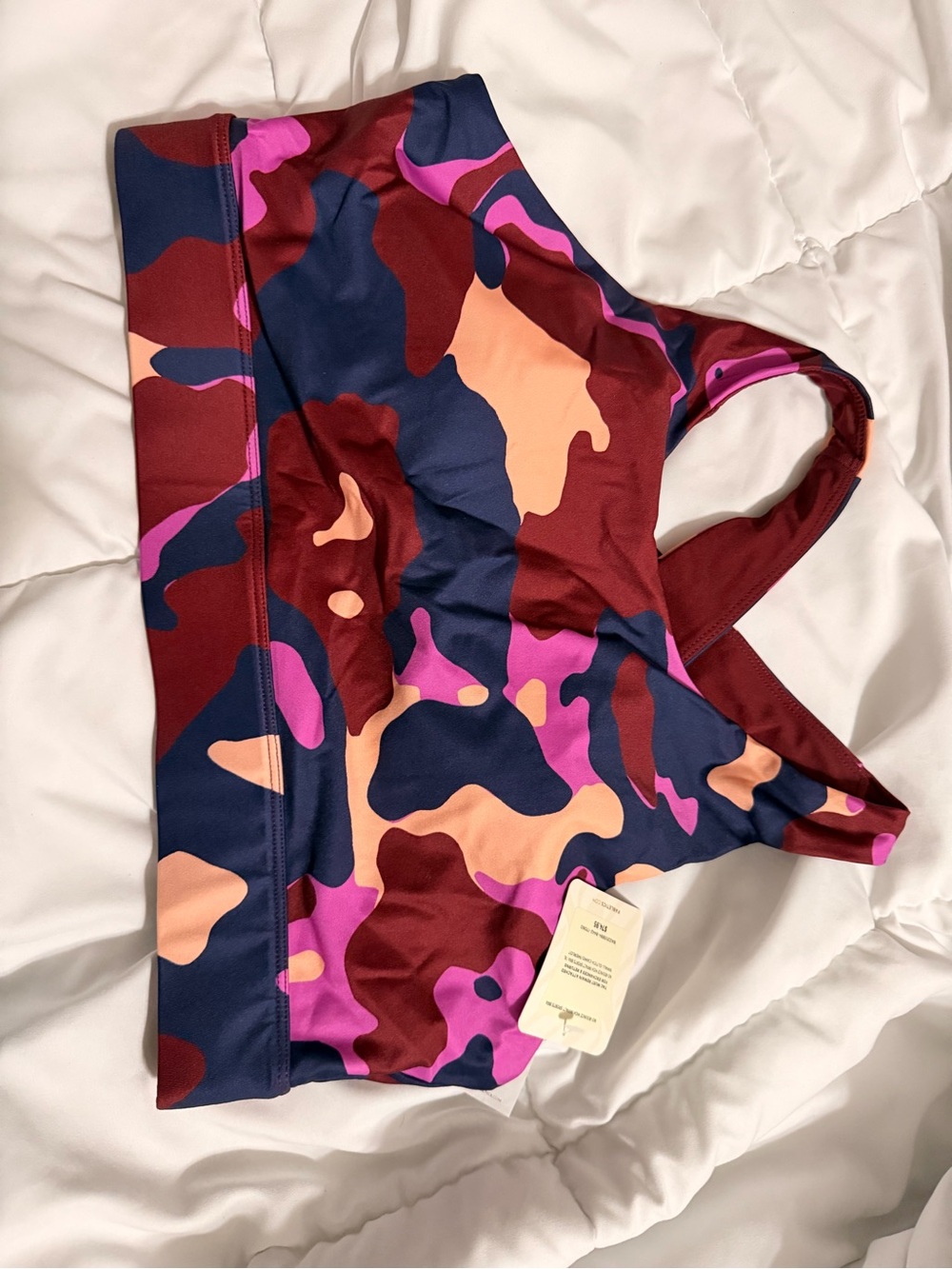 Fabletics Burgundy, Navy & Pink Camo Sports Bra